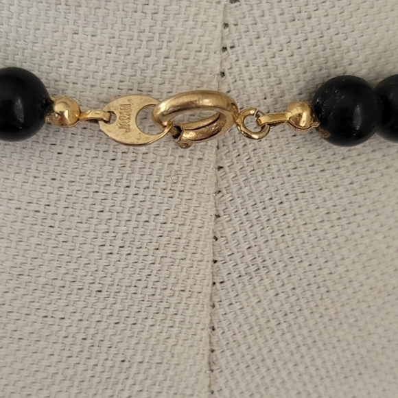 Vintage Necklace Handpainted Japan Black Purple Floral Necklace #581 - Picture 8 of 12